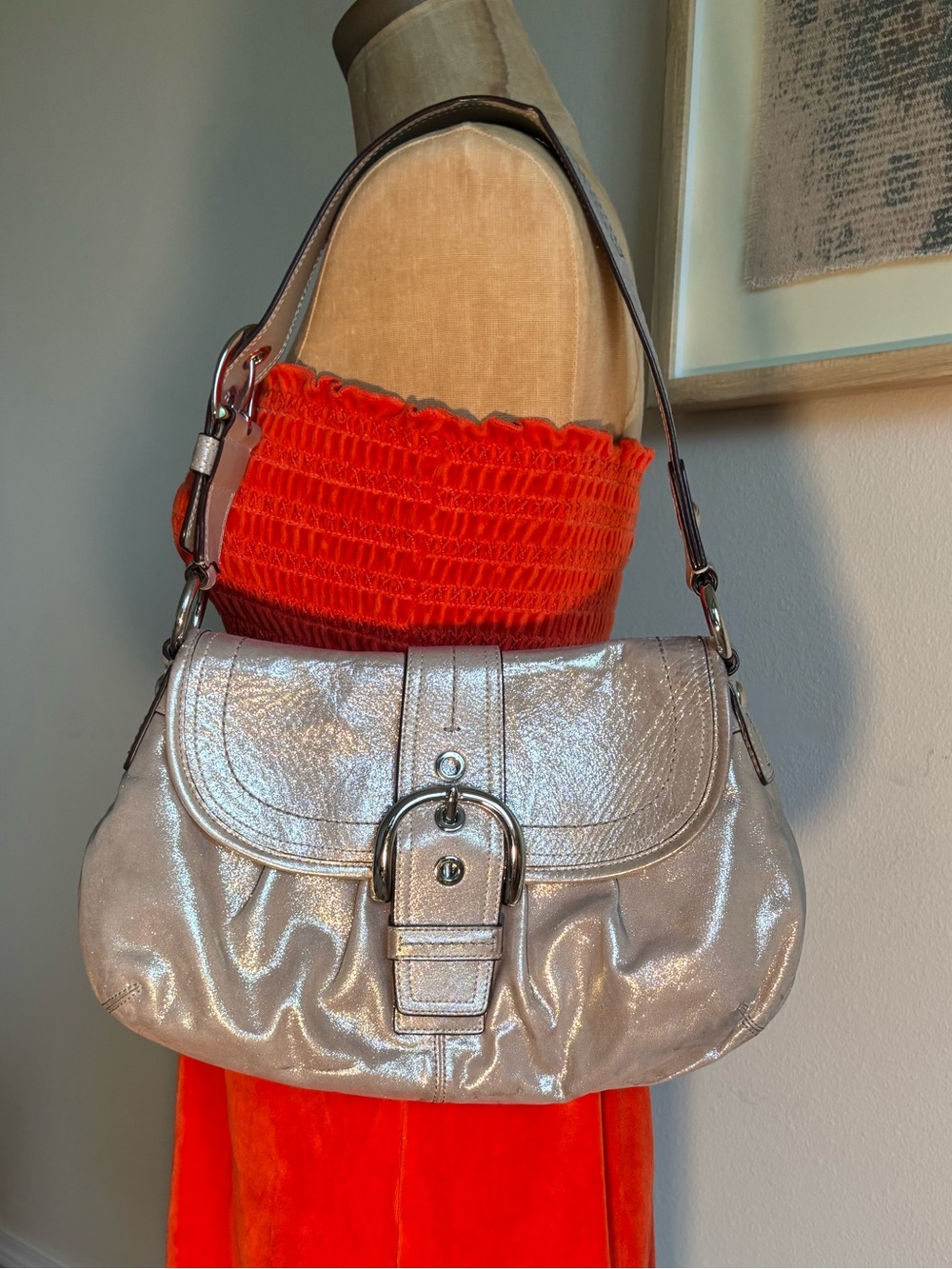 Y2K Coach Metallic Gold Leather Soho Buckle Flap Shoulder Bag F15204 Bag